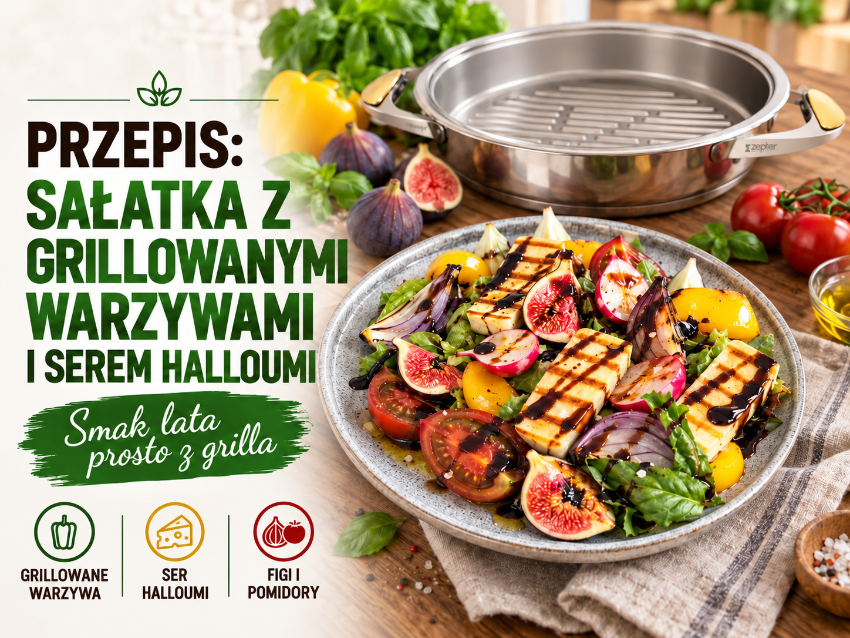 PRZEPIS: SAŁATKA Z GRILLOWANYMI WARZYWAMI I SEREM HALLOUMI